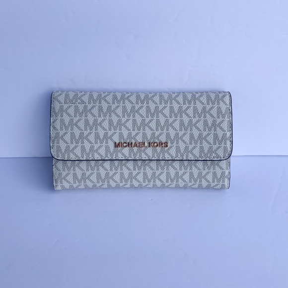 Michael Kors Large Trifold Wallet Vanilla Luggage - Picture 1 of 8